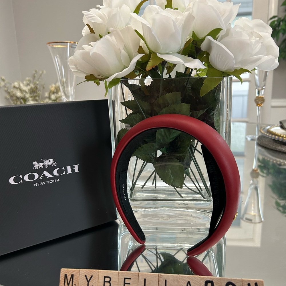 NWT Coach ♥️Red♥️Leather Headband with box
